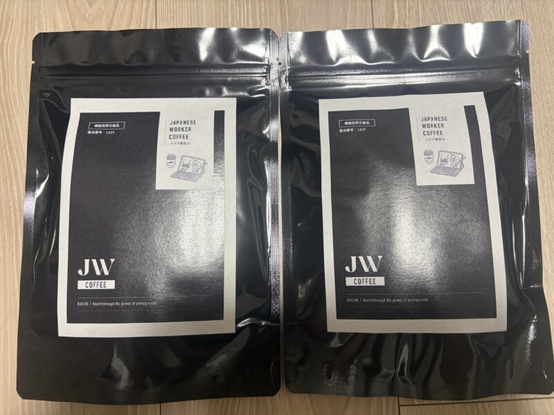 JW COFFEEの新パッケージ。機能性表示食品・届出番号L127の表示がある