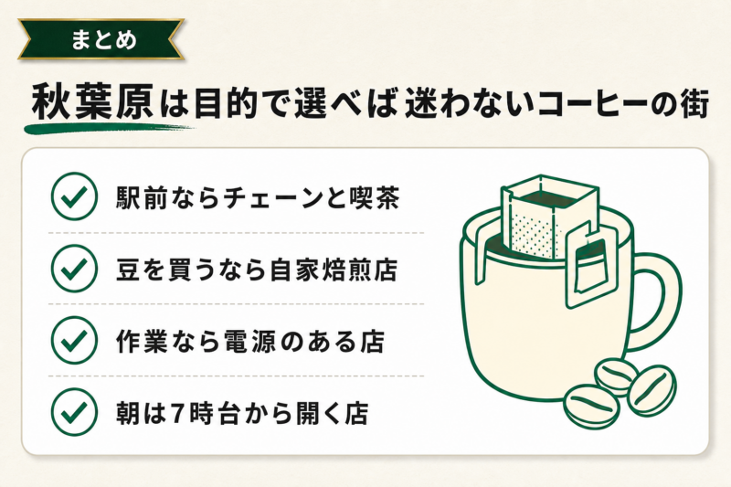 秋葉原は目的で選べば迷わないコーヒーの街