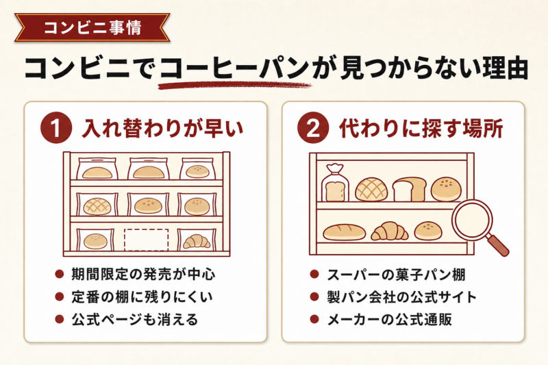 コンビニでコーヒーパンが見つからない理由と探し方