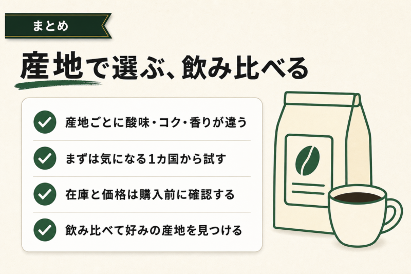 コーヒーが美味しい国を産地で選んで購入するまとめ