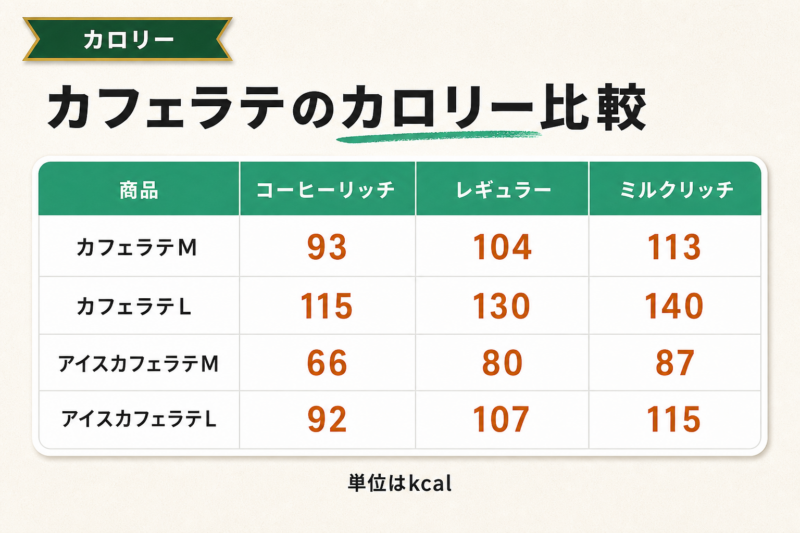 ファミマのカフェラテのカロリー比較