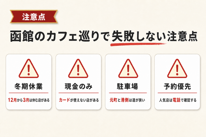 函館のカフェ巡りで失敗しない4つの注意点