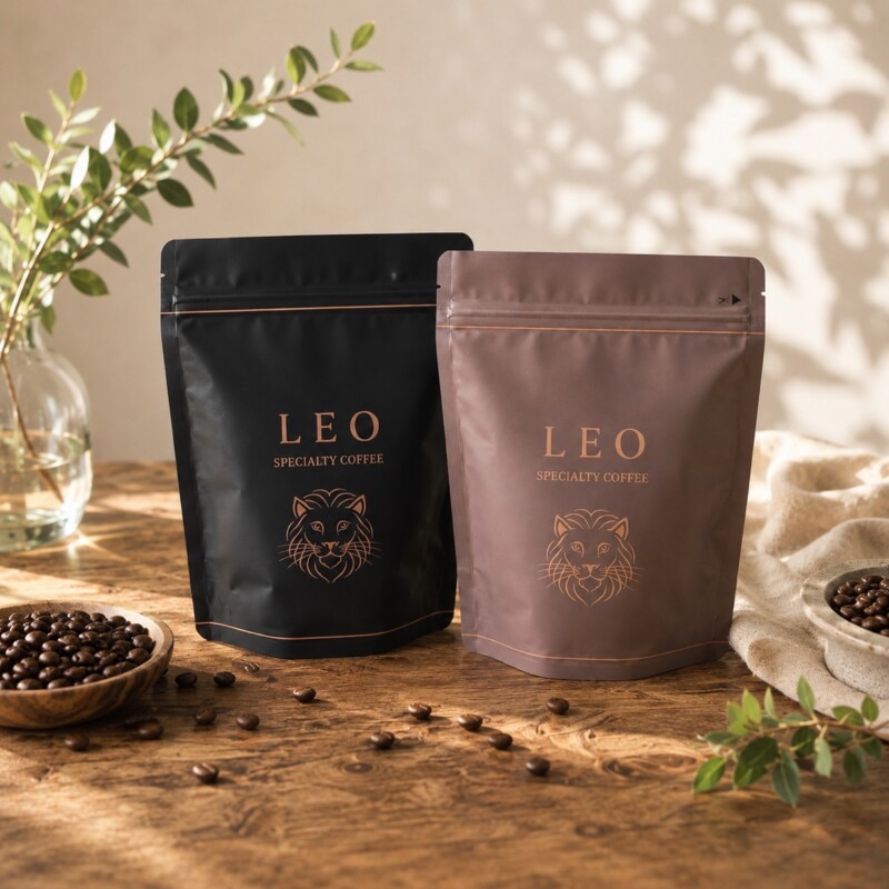 LEOスペシャルティコーヒーの新パッケージ 黒とモカの2種