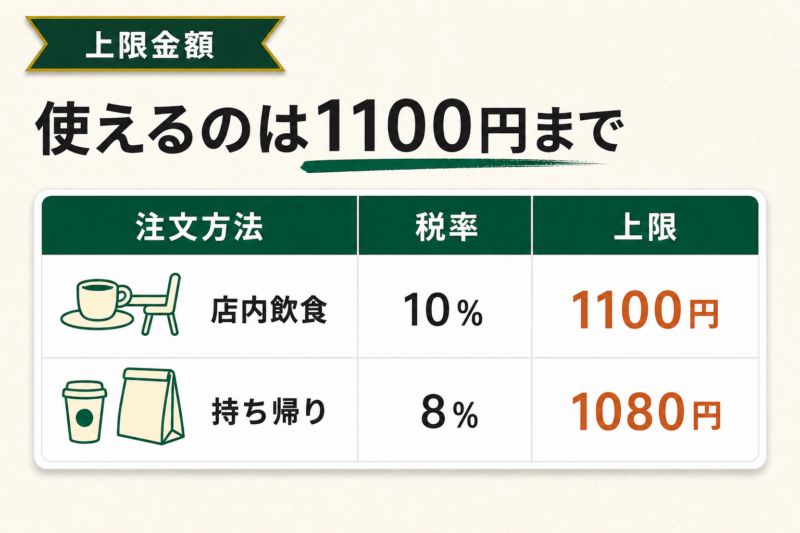 スタバ1,000円カスタマイズは店内1,100円まで使える