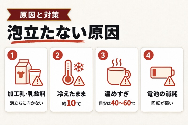 100均ミルクフォーマーで泡立たないときの原因
