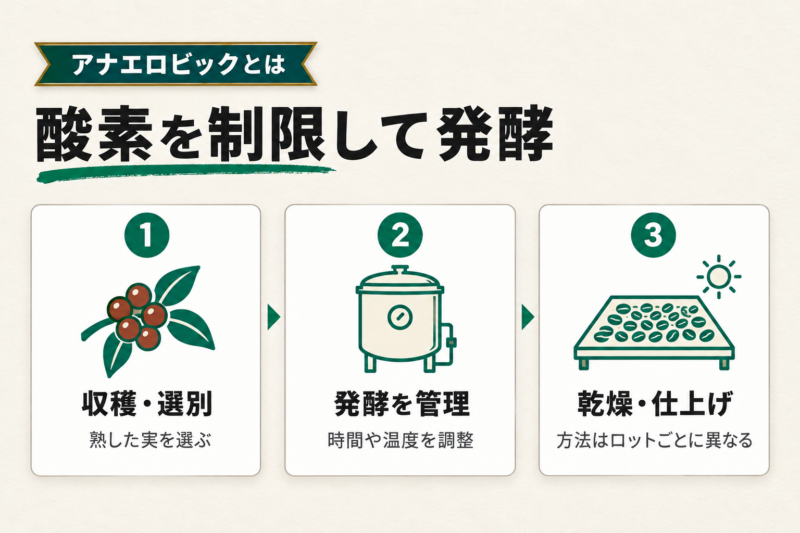 アナエロビックコーヒーとは?嫌気性発酵の仕組み。収穫した実を選別し発酵を管理して乾燥する