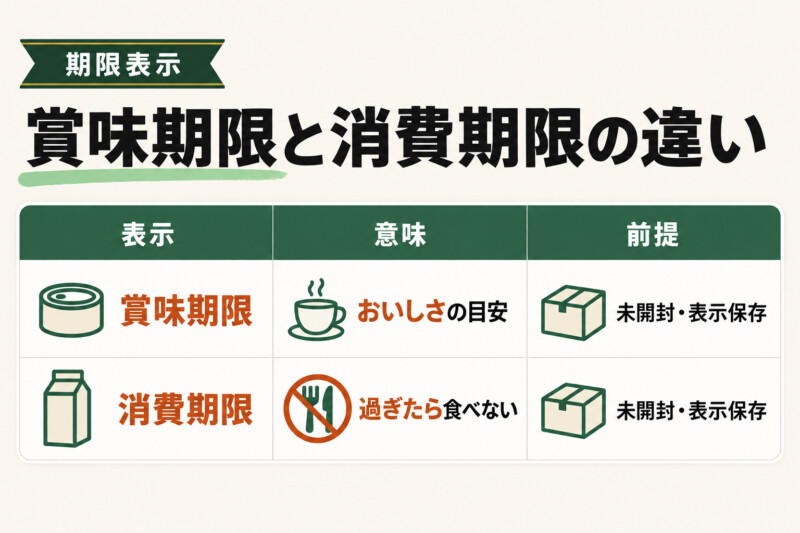 賞味期限と消費期限の違い