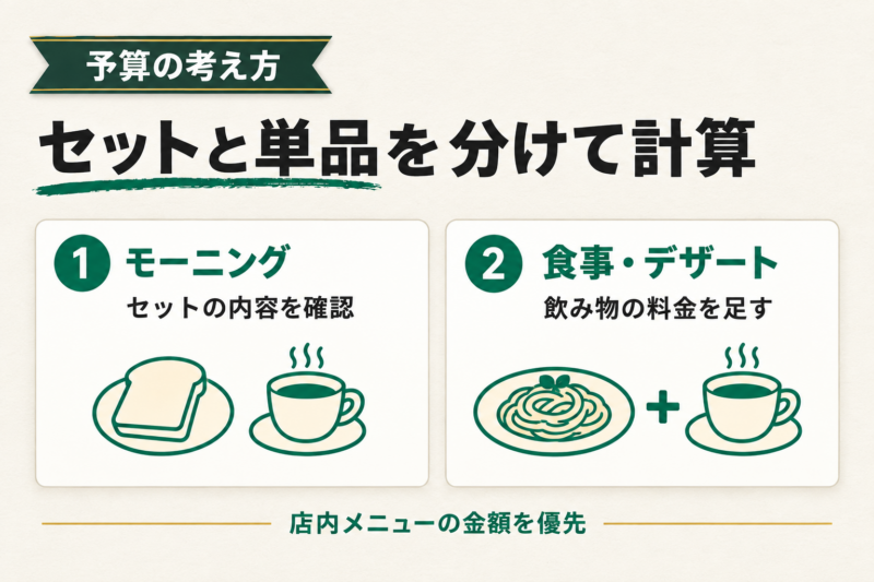 珈琲王城のモーニングと食事の予算