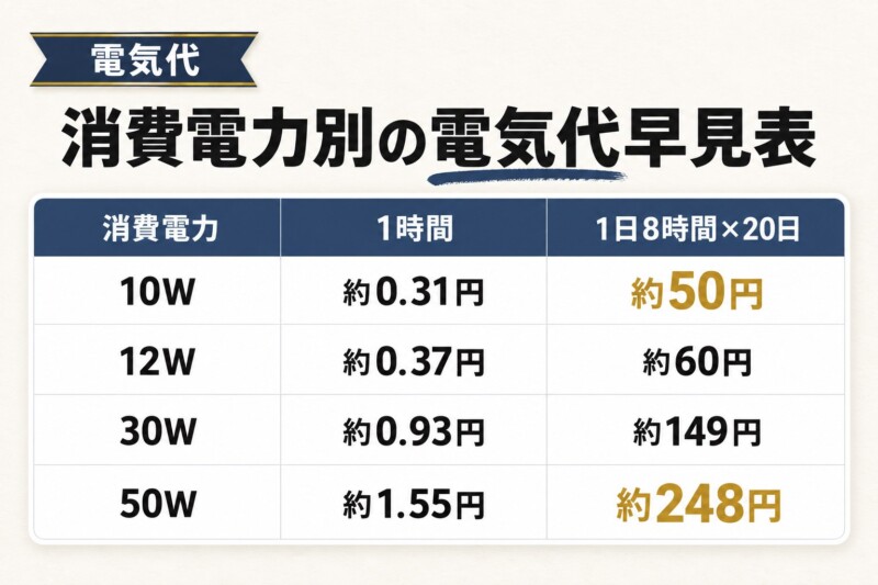 カップウォーマーの電気代はいくら？消費電力別の早見表