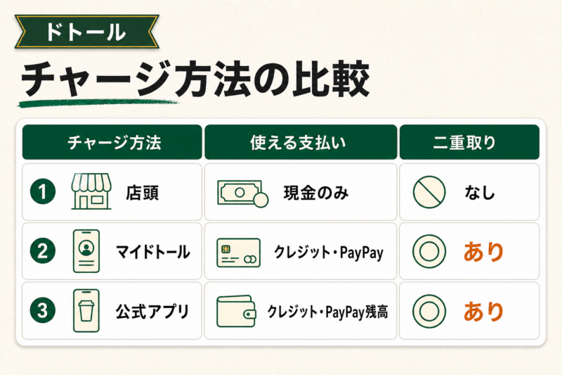 ドトールバリューカードへのおすすめのチャージ方法