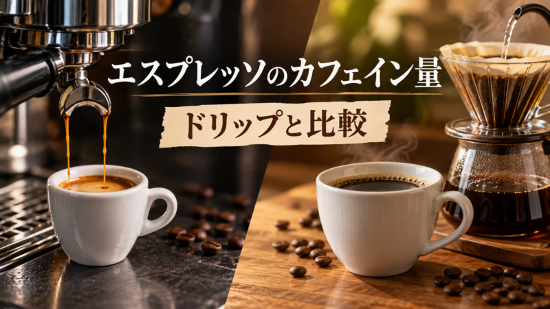 エスプレッソのカフェイン量 ドリップと比較 アイキャッチ