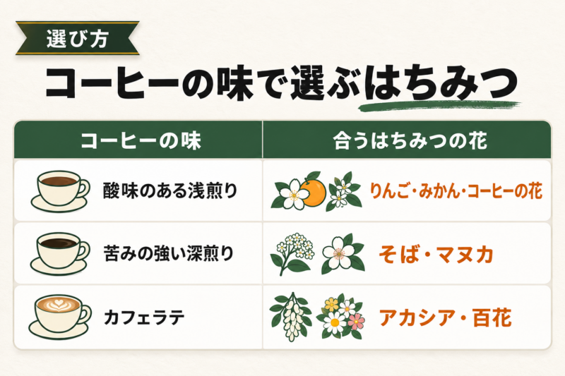 コーヒーに合うはちみつの選び方