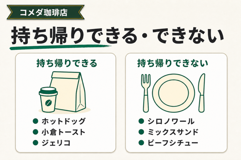 コメダ珈琲で持ち帰りできないメニューとできるメニュー