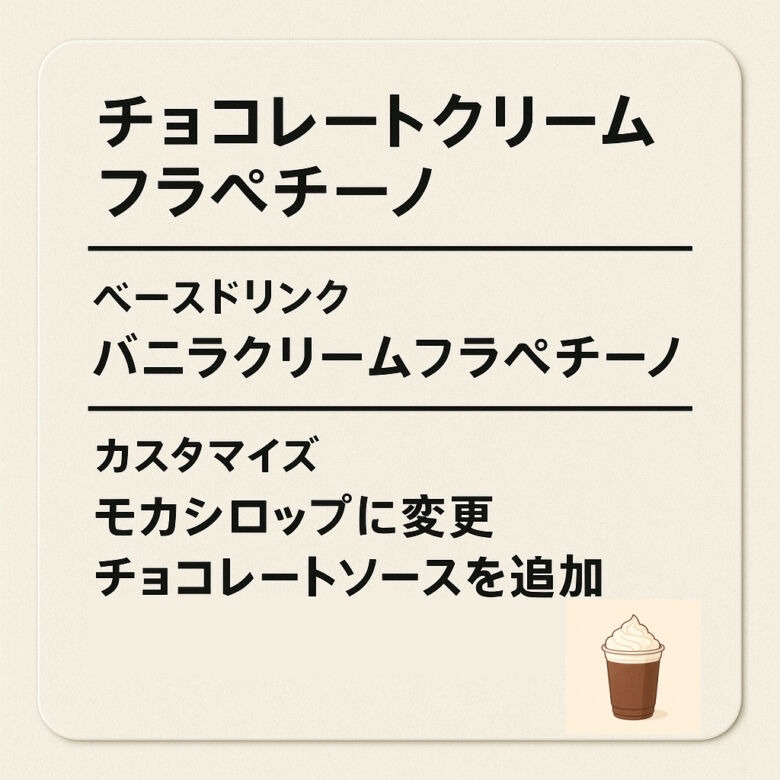 2. チョコ尽くしの1杯「チョコレートクリームフラペチーノ」