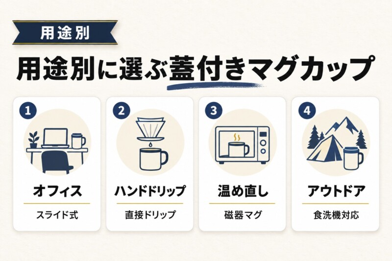 用途別に選ぶ蓋付きマグカップ