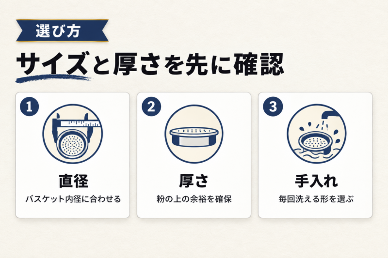 パックスクリーンの選び方。直径・厚さ・手入れ方法を順番に確認