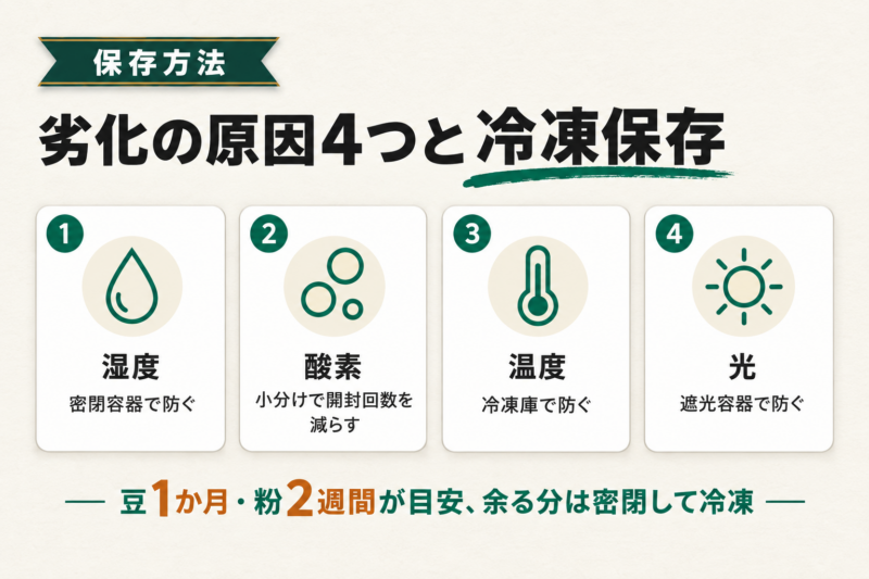 コーヒー豆の美味しさを保つ保存方法