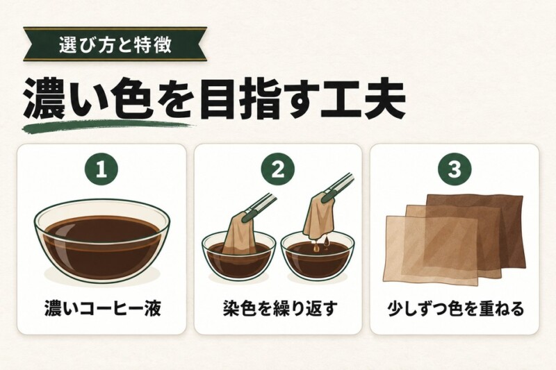 コーヒー染めでより濃くしたい場合