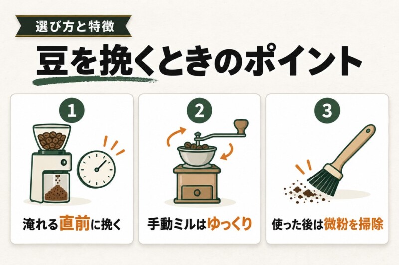 コーヒー豆を挽く時のポイント