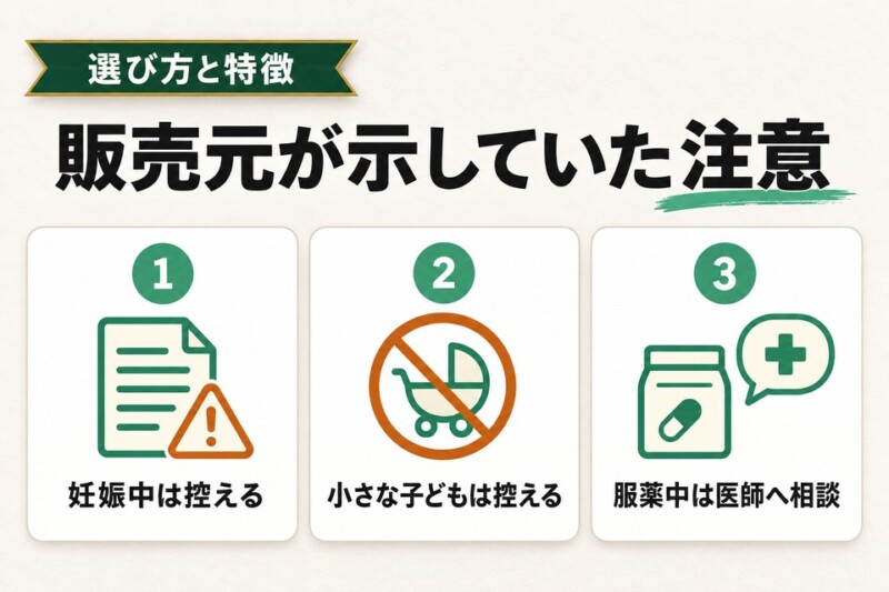 販売元が示していた飲用上の注意
