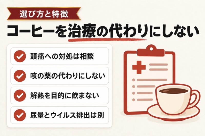 コーヒーを風邪の治療代わりにしないための4つの注意点