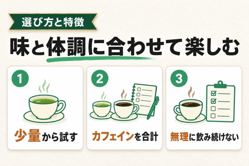緑茶コーヒーは味と体調に合わせて楽しもう