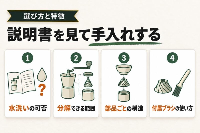 手動コーヒーミルのお手入れ方法