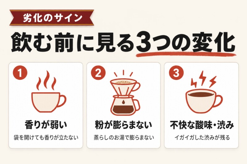 賞味期限切れや古いコーヒー豆の見分け方