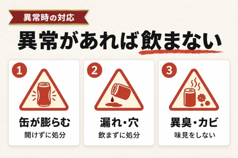 缶や中身に異常があるときの対応