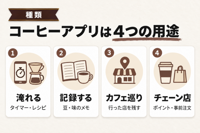 コーヒーアプリの種類と選び方