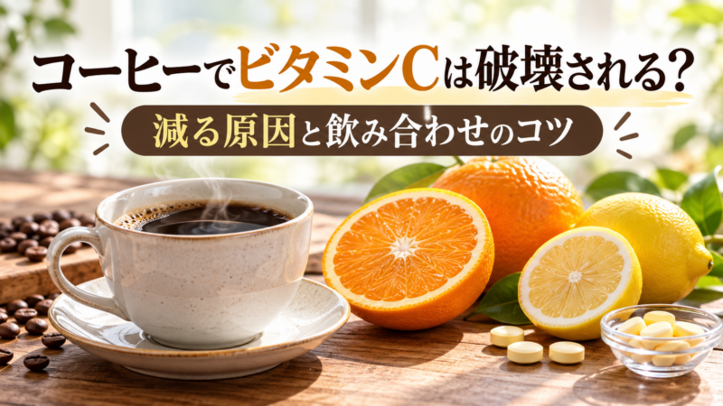 コーヒーでビタミンCは破壊される？吸収を阻害しない理由と飲み合わせ方 アイキャッチ