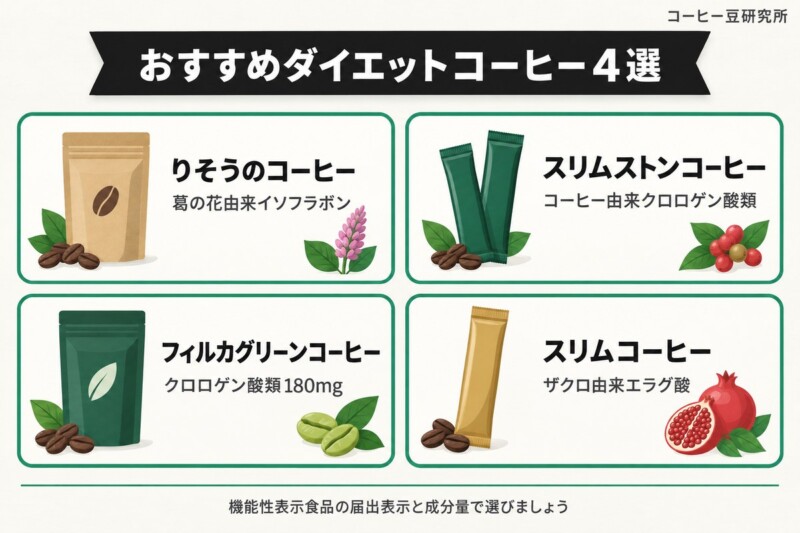 機能性表示食品のおすすめダイエットコーヒー4選