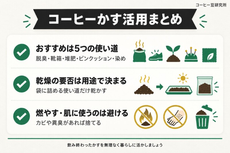 コーヒーかすはおすすめの5つから活用しよう