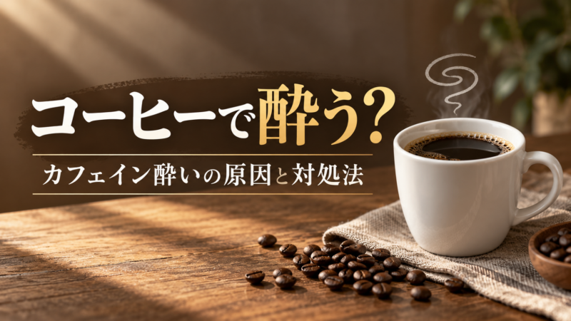 コーヒーで酔う？カフェイン酔いの原因と吐き気・めまいの対処法を解説 アイキャッチ