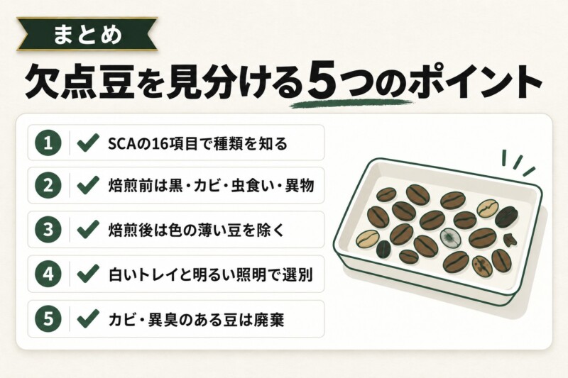 まとめ：欠点豆を見分けて雑味の少ないコーヒーを淹れる