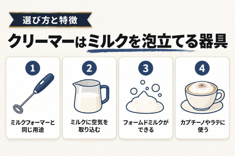 クリーマーとは？ミルクフォーマーとの違いと泡立ちの仕組み
