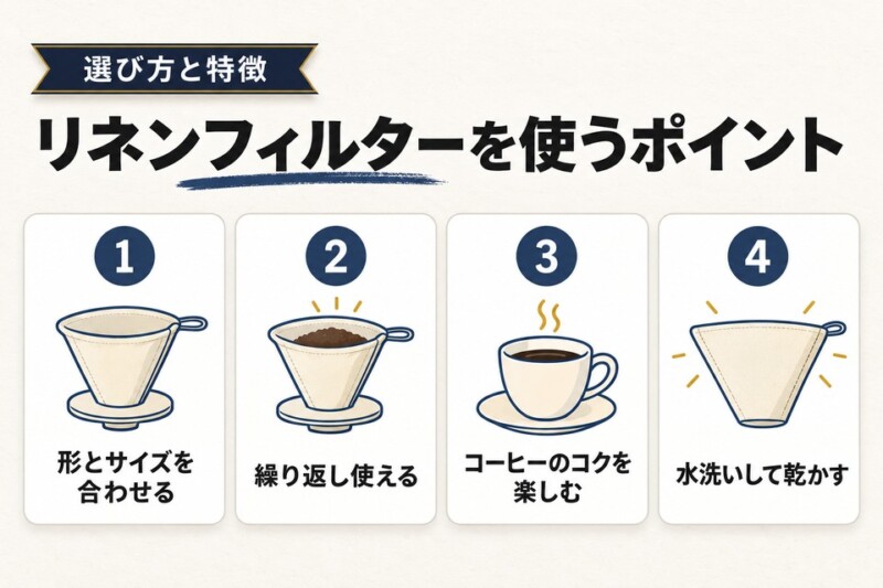 リネン(麻)コーヒーフィルターならお手入れも簡単！