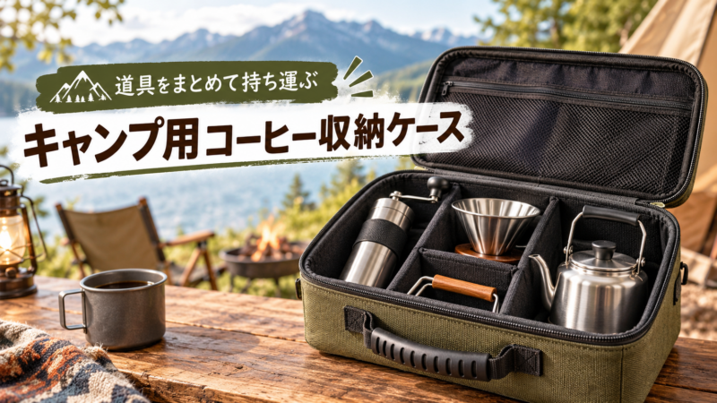 キャンプ用コーヒー収納ケース 道具をまとめて持ち運ぶ アイキャッチ