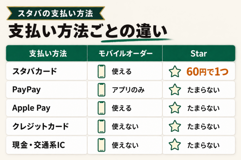 スタバで使える支払い方法は5種類！店舗・モバイルオーダーの対応一覧