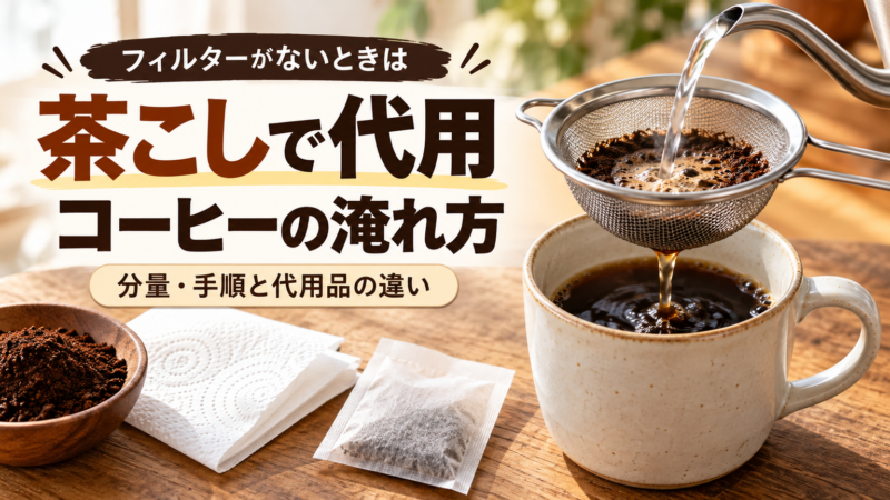 コーヒーフィルターの代用は茶こし!淹れ方と分量、代用品の違いも解説 アイキャッチ
